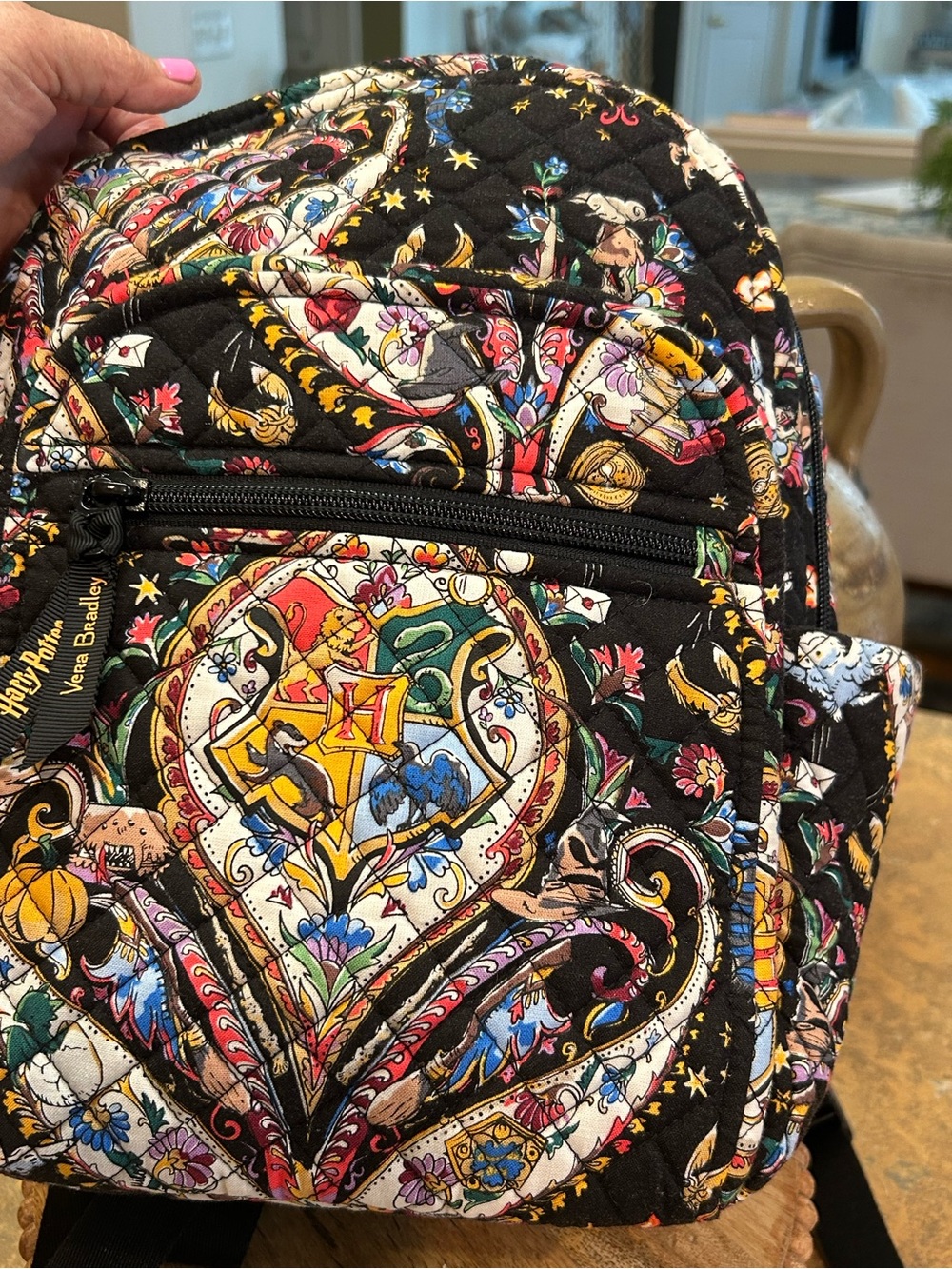 Vera Bradley Harry Potter “Friends at Hogwarts” Black Quilted Backpack - Picture 3 of 14